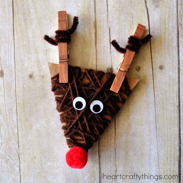 10 Fun Reindeer Crafts Kids Can Make! Including this adorable Yarn Wrapped Reindeer Craft from I HEART Crafty Things || Letters from Santa Holiday Blog