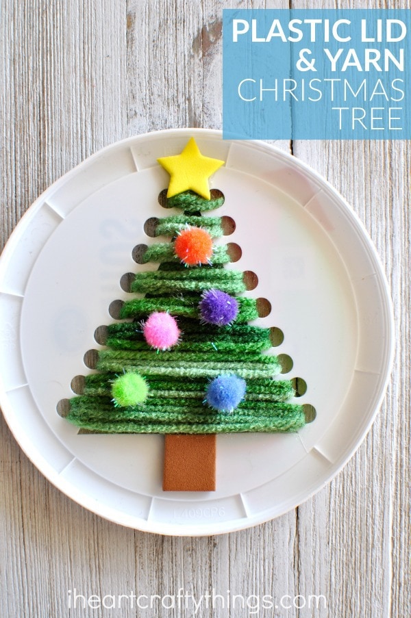 plastic-lid-christmas-tree-craft