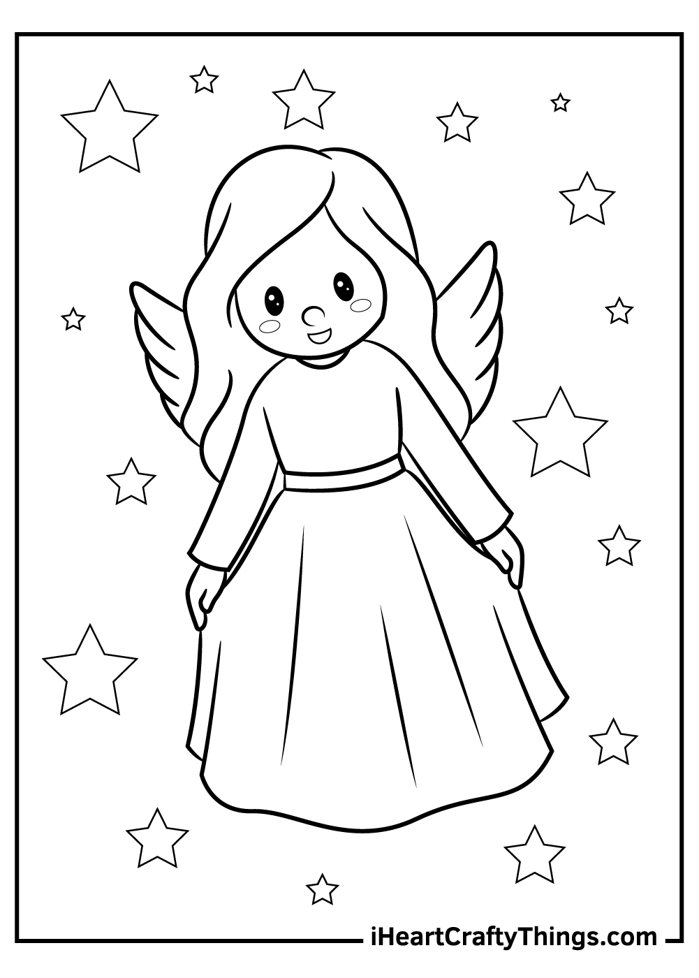 Coloring Angels Pages Printable Angel Clipart Color Christmas Prayer