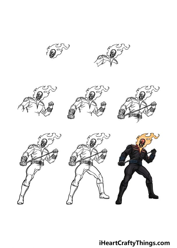 Ghost Rider Drawing How To Draw Ghost Rider Step By Step