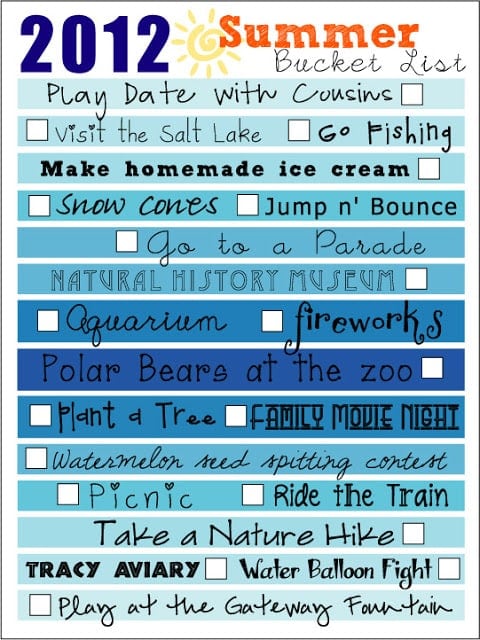 Summer Bucket List