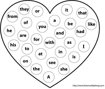 Heart Sight Word Game