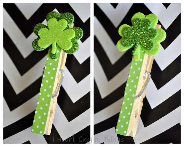 Shamrock Clothespin Clips