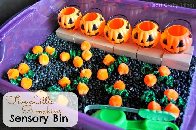 Five Little Pumpkins Sensory Bin 1