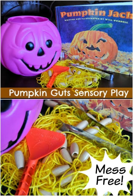 pumpkin guts sensory bin