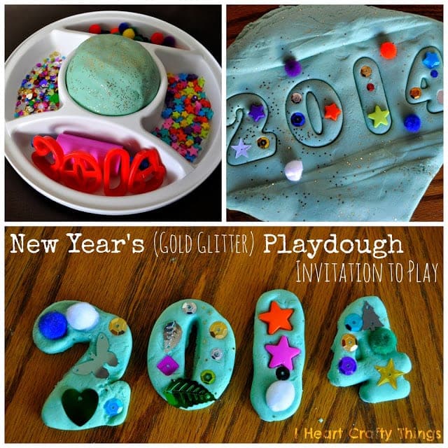 New Years Playdough Collage