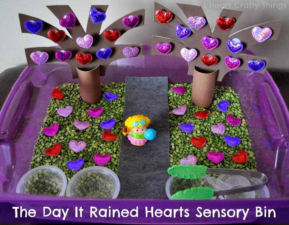The Day It Rained Hearts Sensory Bin