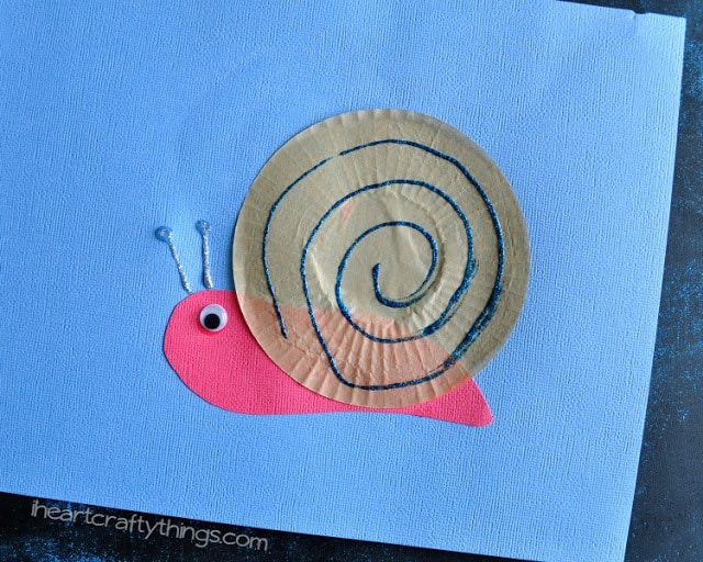 cupcake liner snail kids craft 1