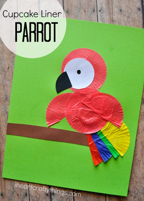 cupcake liner parrot kids craft