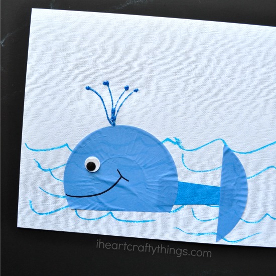 cupcake liner whale kids craft 2