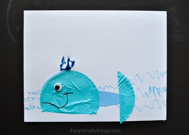 cupcake liner whale kids craft 4