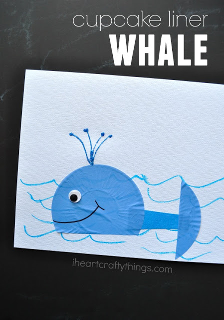 cupcake liner whale kids craft