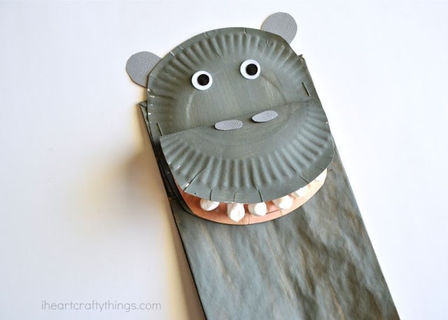 paper bag hippopotamus kids craft 2