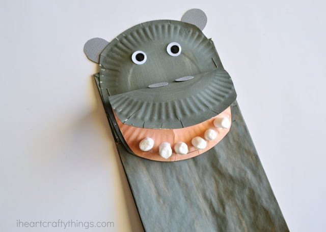 paper bag hippopotamus kids craft 4