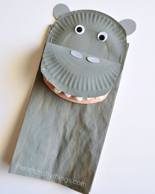 paper bag hippopotamus kids craft 7