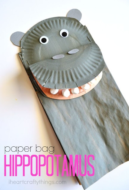 paper bag hippopotamus kids craft