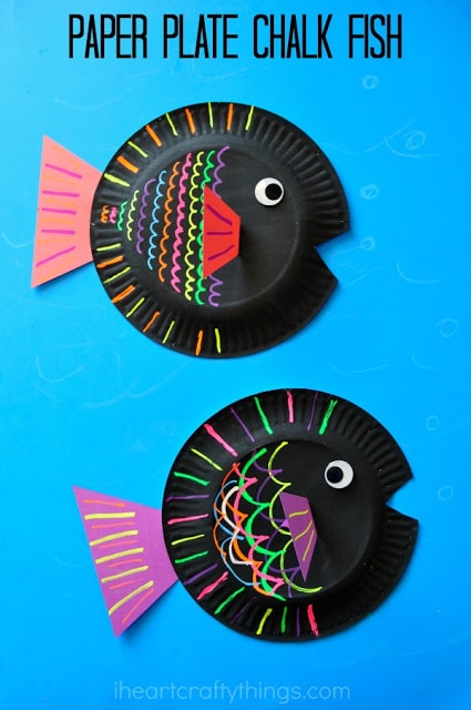 paper plate chalk fish