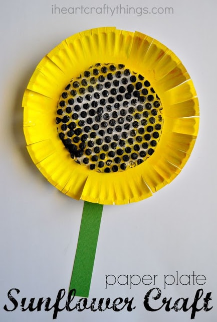paper plate sunflower craft pin