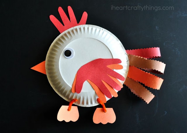 paper plate chicken craft 3