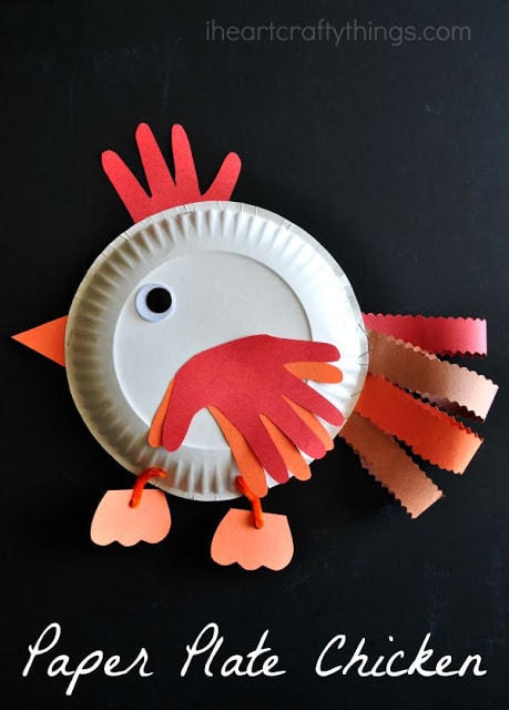 paper plate chicken craft