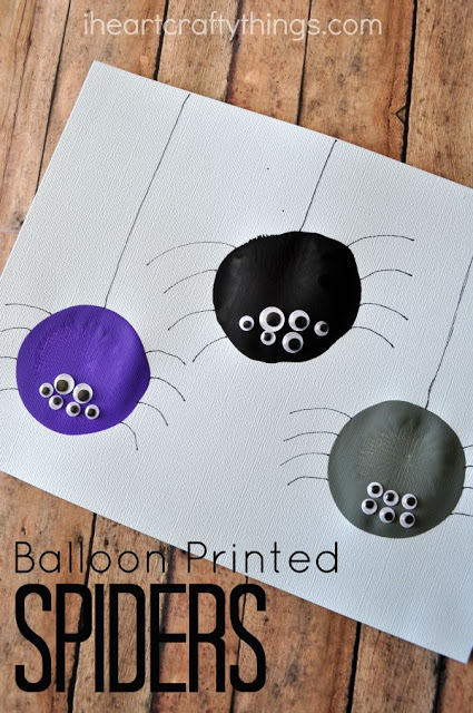 balloon print spider craft