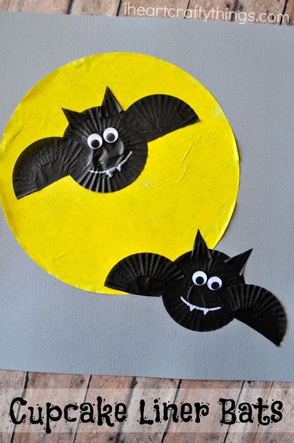 cupcake liner bats halloween craft
