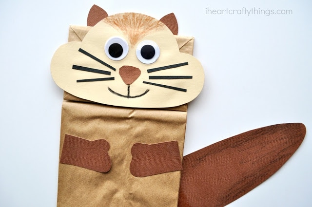 paper bag chipmunk puppet 3