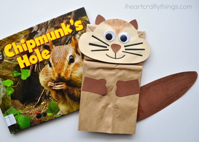 paper bag chipmunk puppet 4