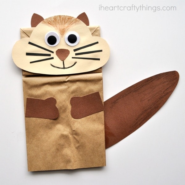 paper bag chipmunk puppet 6