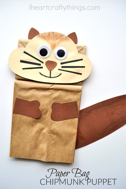 paper bag chipmunk puppet
