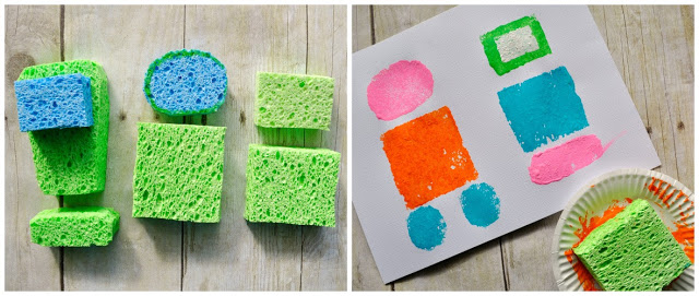 sponge painted shape robots craft 2