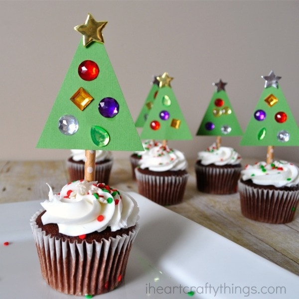 diy christmas tree cupcake toppers 2