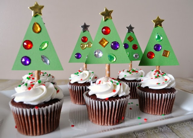 diy christmas tree cupcake toppers 5