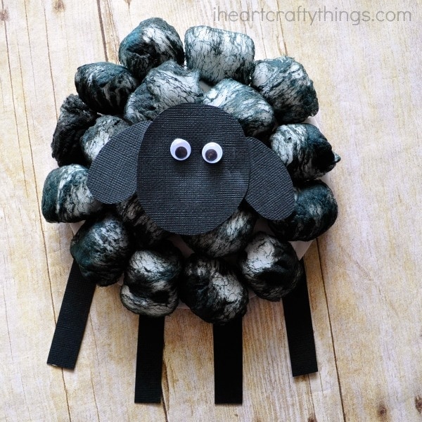 Dyed Cotton Ball Sheep Craft