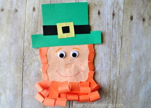 Close up image of completed leprechaun puppet.