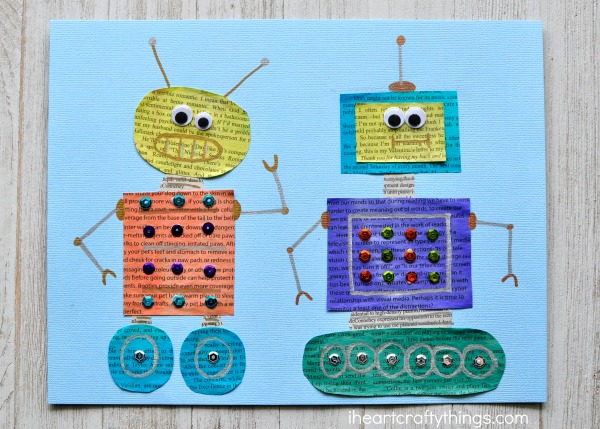 painted newspaper robot craft 3
