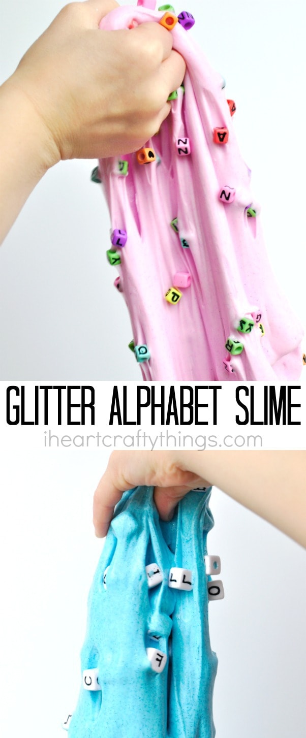 glitter alphabet slime pin