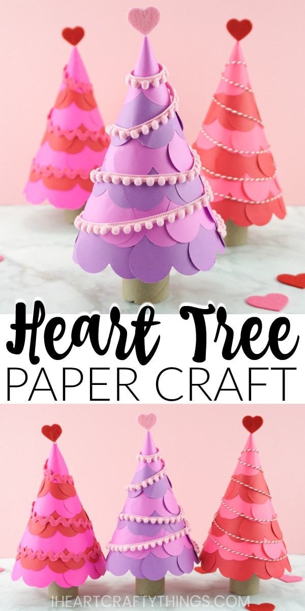 heart tree paper craft pin