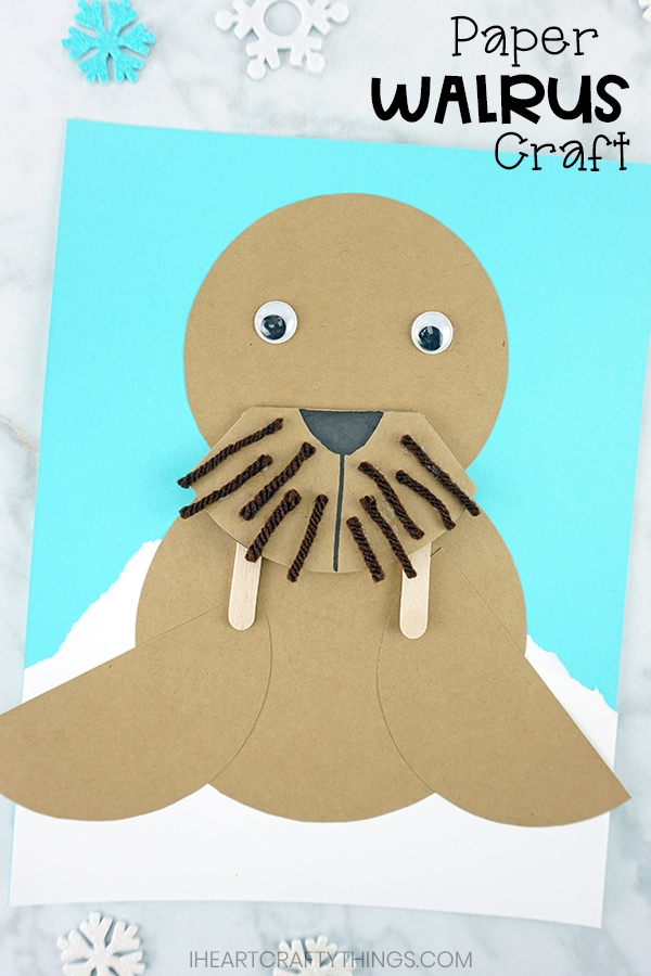 paper walrus craft pin