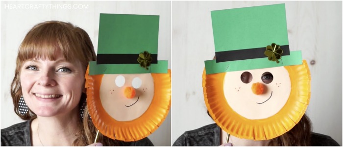 paper plate leprechaun mask 7