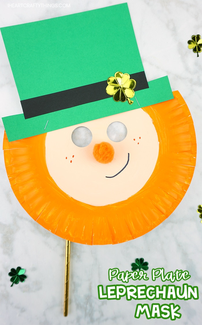 paper plate leprechaun mask pin 3
