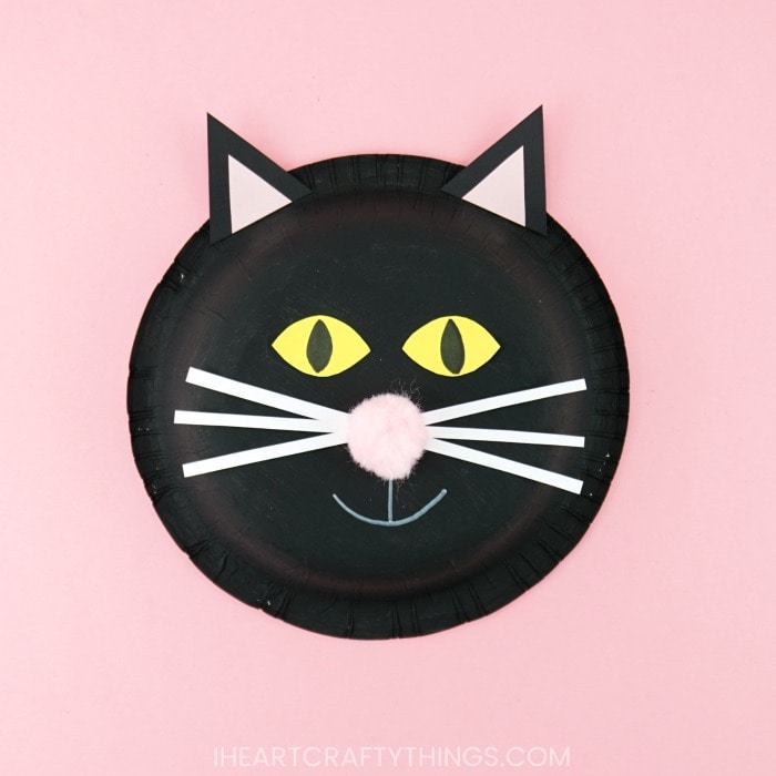 paper bowl black cat halloween craft ideas