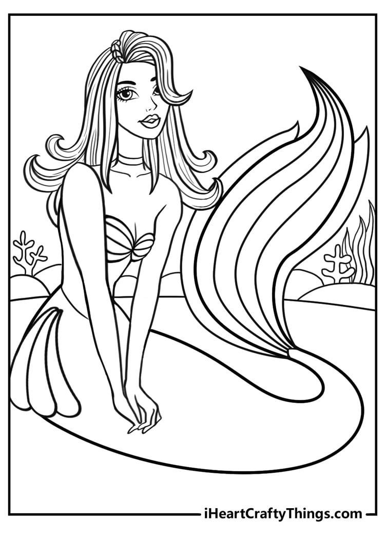mermaid coloring for adults