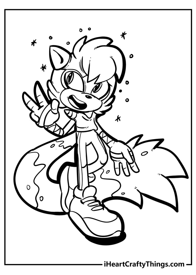 Tails peace sign coloring page printable for preschool kids