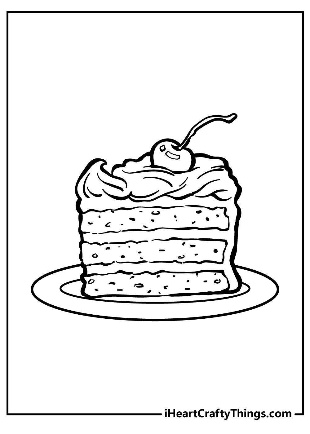 slice cake with cherry coloring pages free download