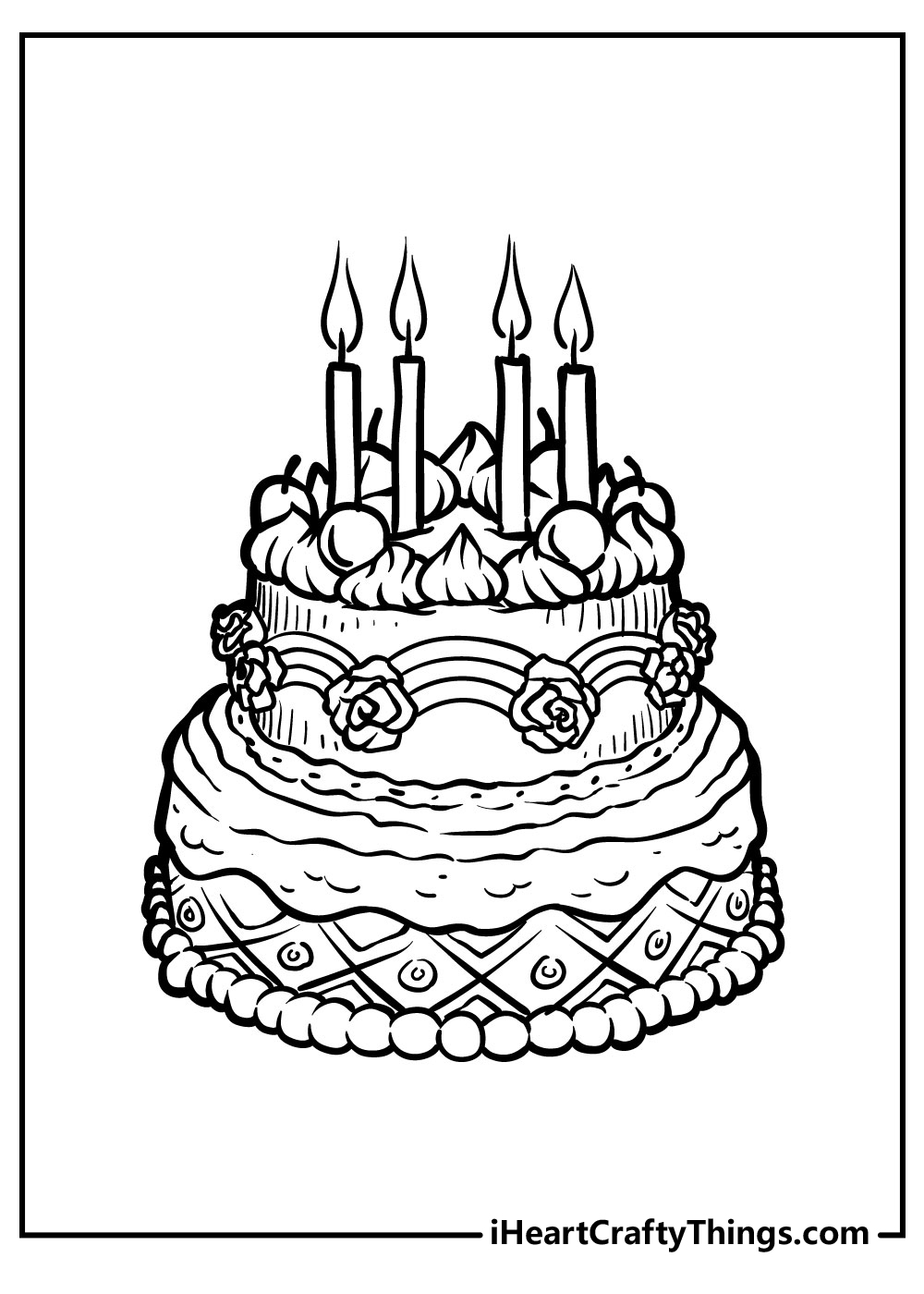happy birthday cake coloring pages for girl