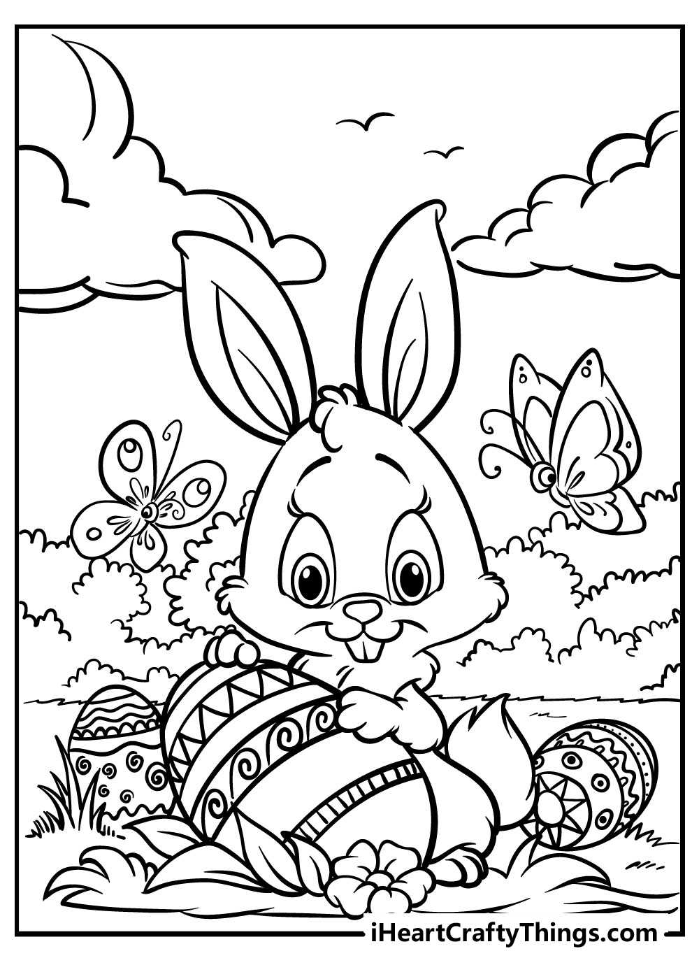 black and white easter bunny coloring free