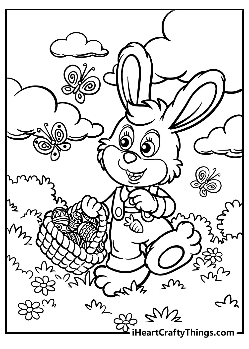easter bunny coloring free printable pdf