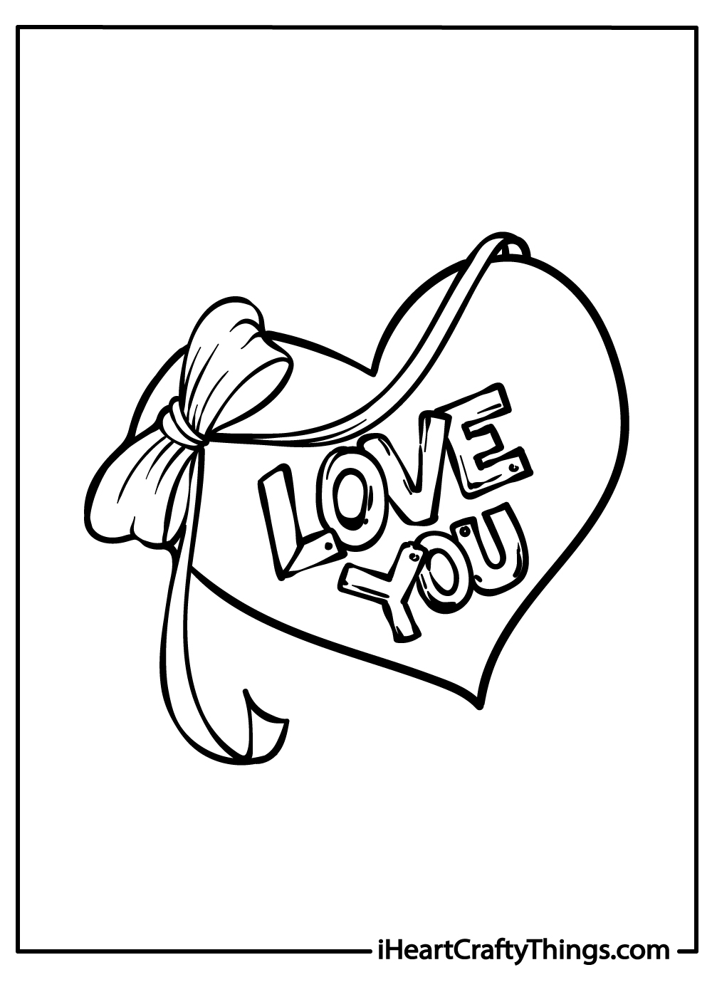 original I Love You coloring printable