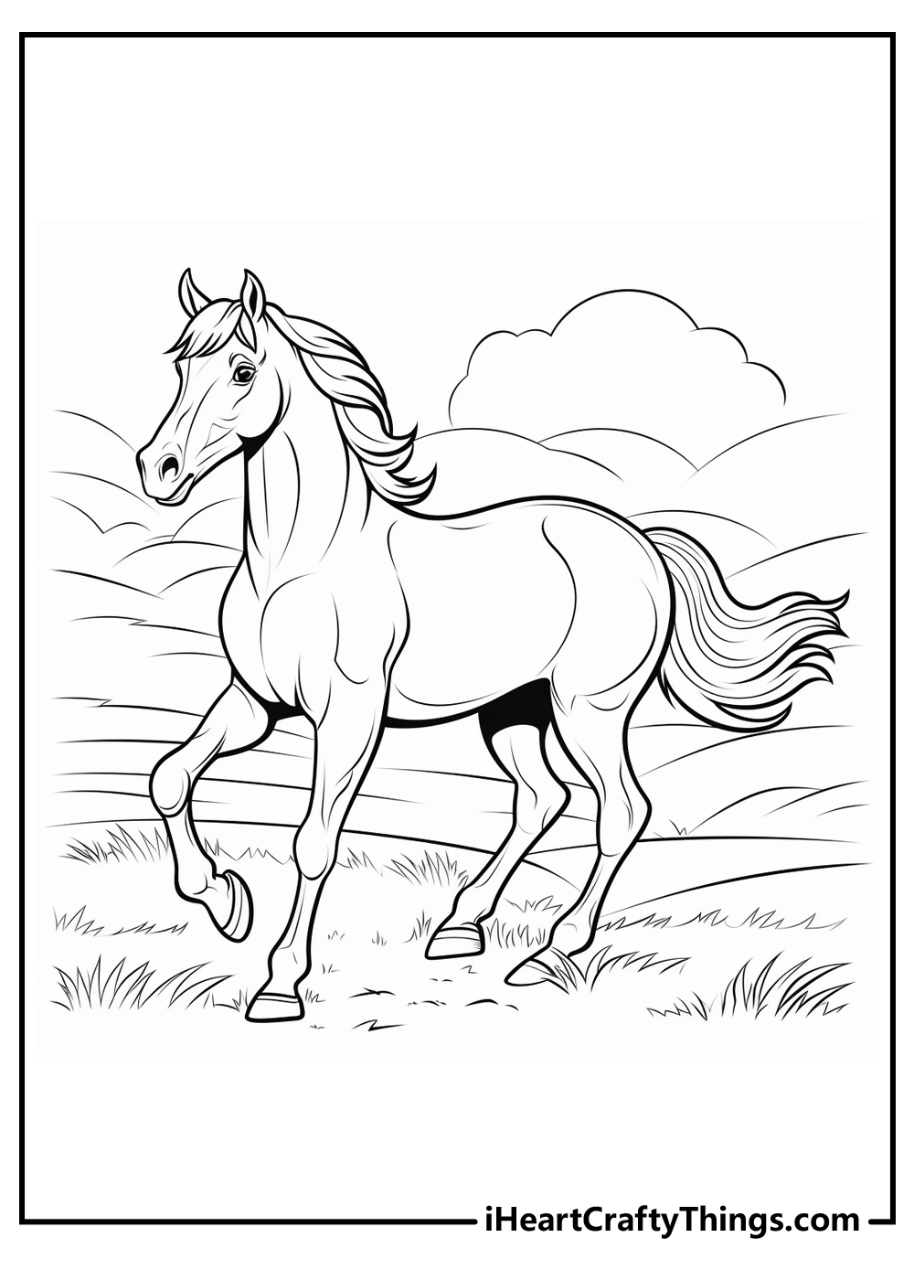 realistic horse free coloring printable